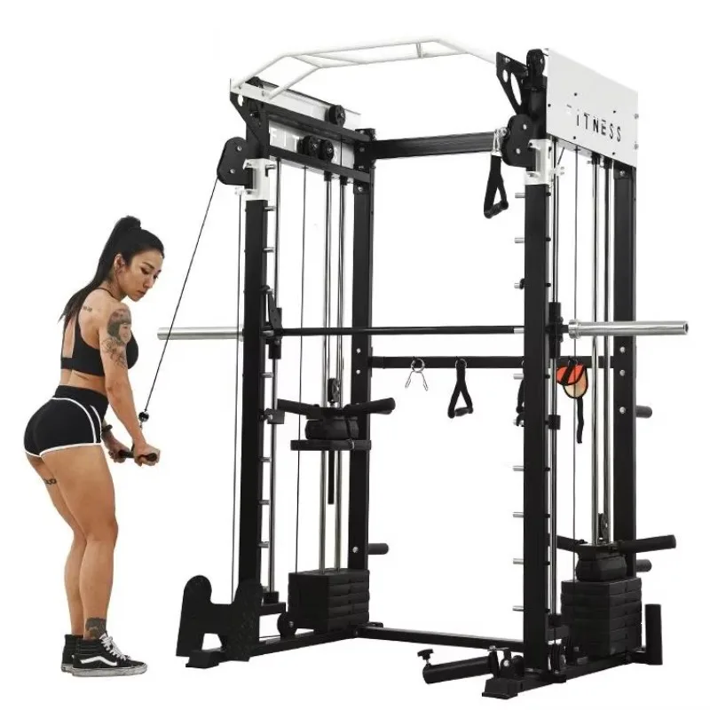YTYIN XOYOOU Commercial Power Squat Rack Cage Multi-Functional Smith Machine Home Gym Unisex Indoor Use Cable Crossover Traine
