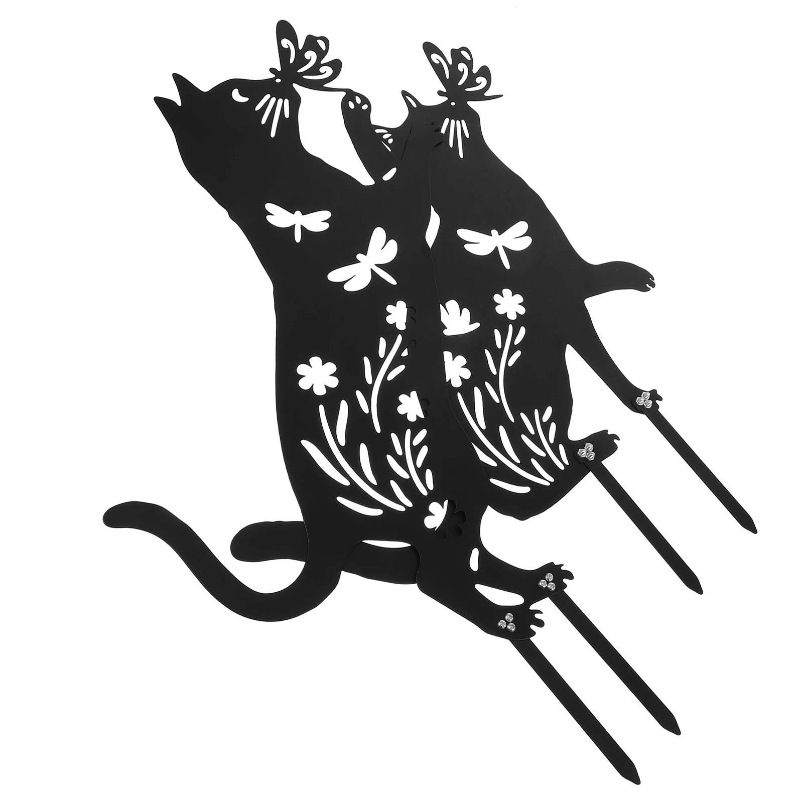 

2Pcs Garden Cat Stakes Metal Outdoor Yard Decor Animal Insert Lawn Ornament Pathway Patio Art Decorative Animal Stakes