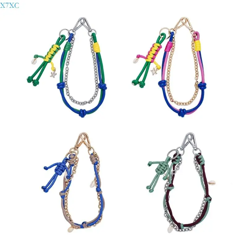 

X7XC Creative PU Keychain Charm For Bags Clothing Accessories 2025 Braided Rope