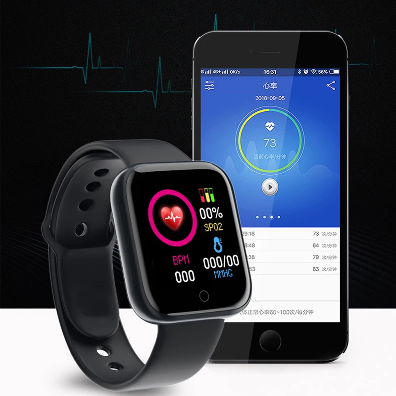 Bluetooth Smart Connected Rastreador de Fitness Relógio Digital Y68 Smartwatch para Homens Mulheres Crianças Relógios À Prova D' Água crianças relógios