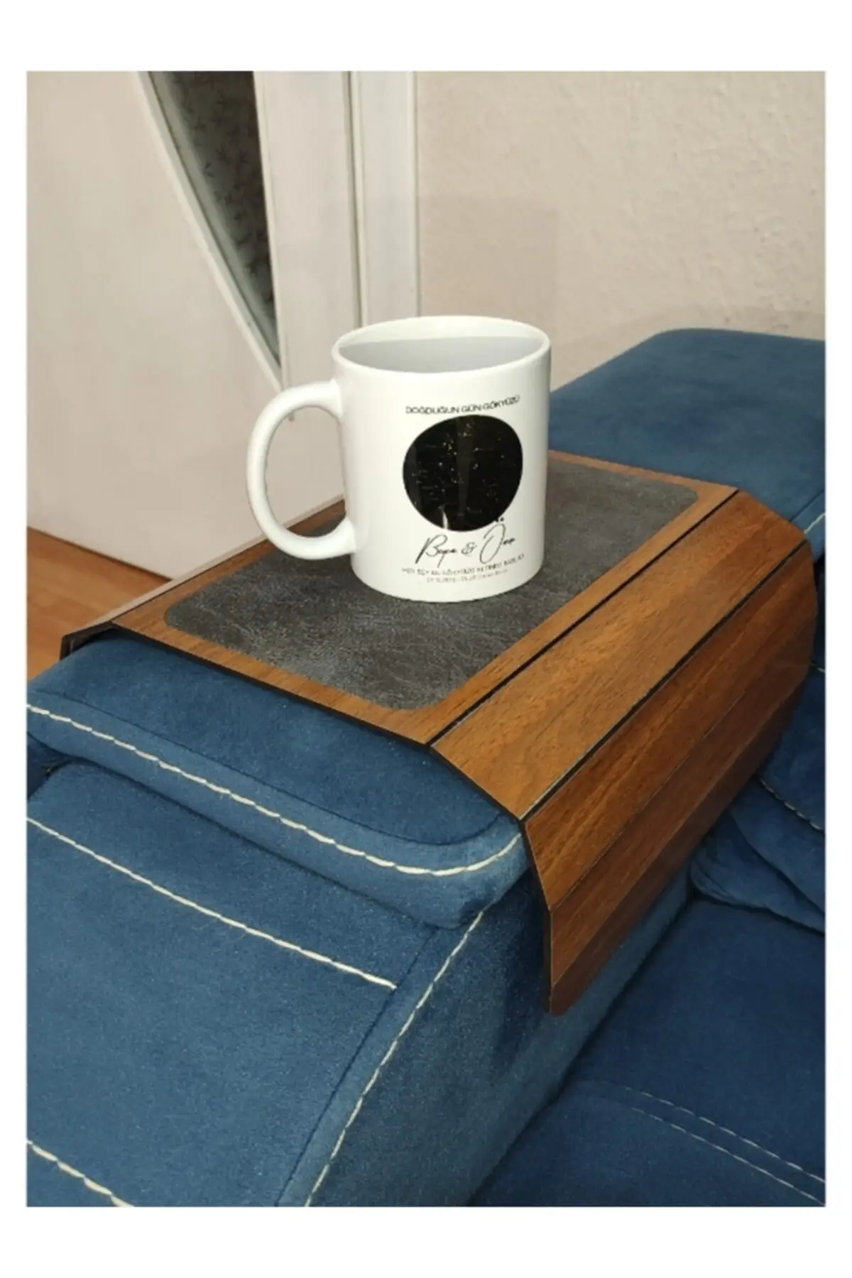 Wooden Side Table Armrest Leather   Sofa  Coffee  45×25