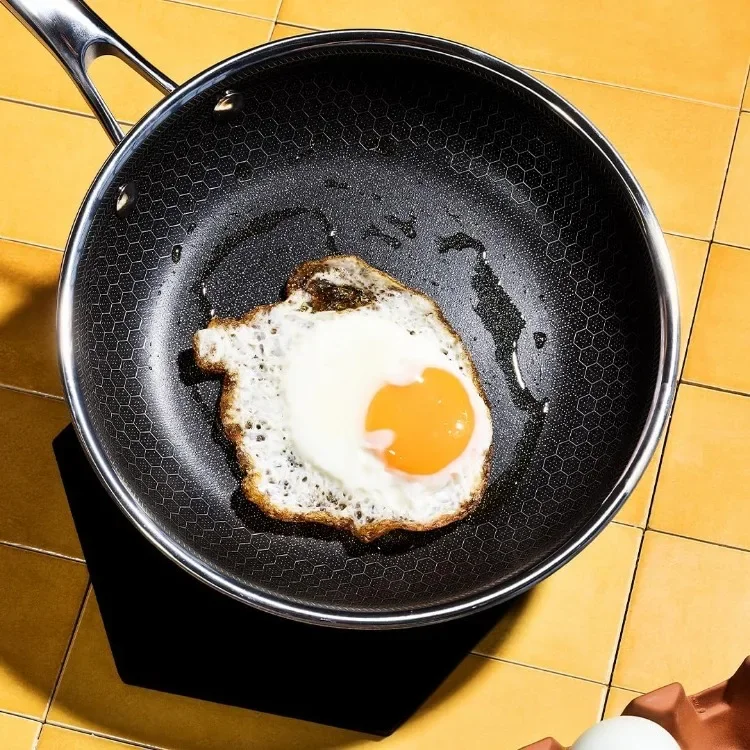 Zeskant Hybride Anti-Aanbaklaag 6-delige Koekenpan Set, 8, 10 En 12 Inch Koekenpannen Met Gehard Glazen Deksels, Koele Handvatten