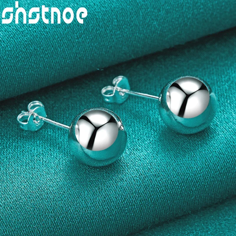 

SHSTONE 925 Sterling Silver Earrings 8mm/10mm Bead High Quality Earrings Fashion Jewelry Wedding Eardrop Accessories For Women