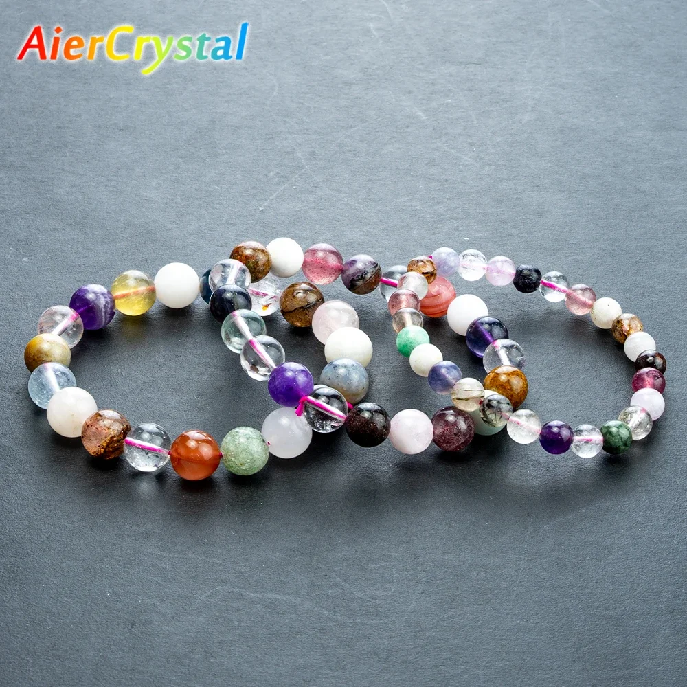 Mixed Crystal Bead Bracelet Natural Crystal Stone Chakra Healing Couples Men Women Elastic Rope Bracelets Fashion Jewelry Gifts