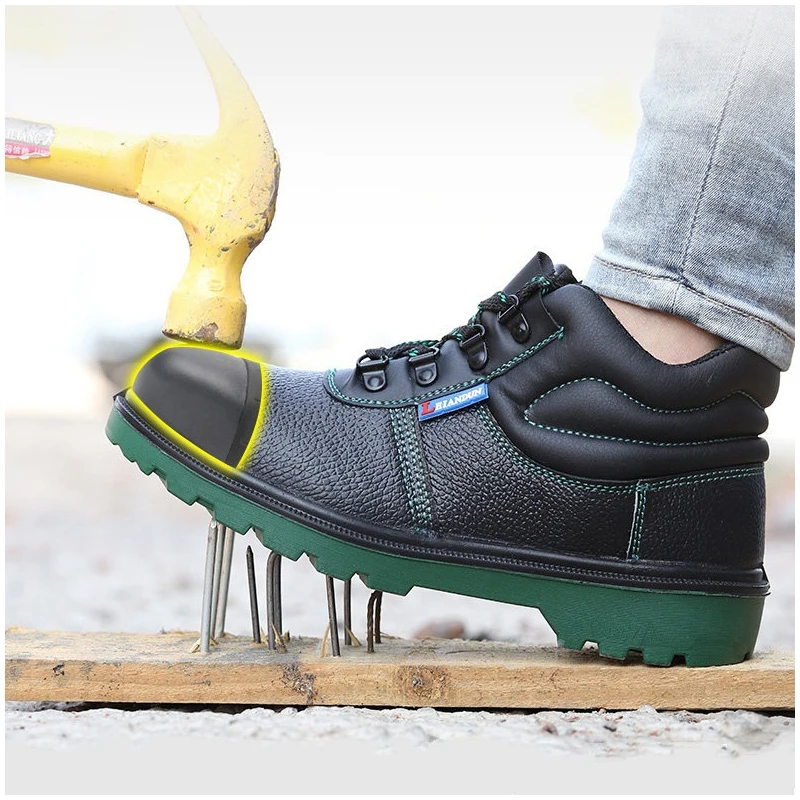 

men's fashion steel toe caps work safety boots worker genuine leather tooling safe shoes autumn winter security botas masculinas