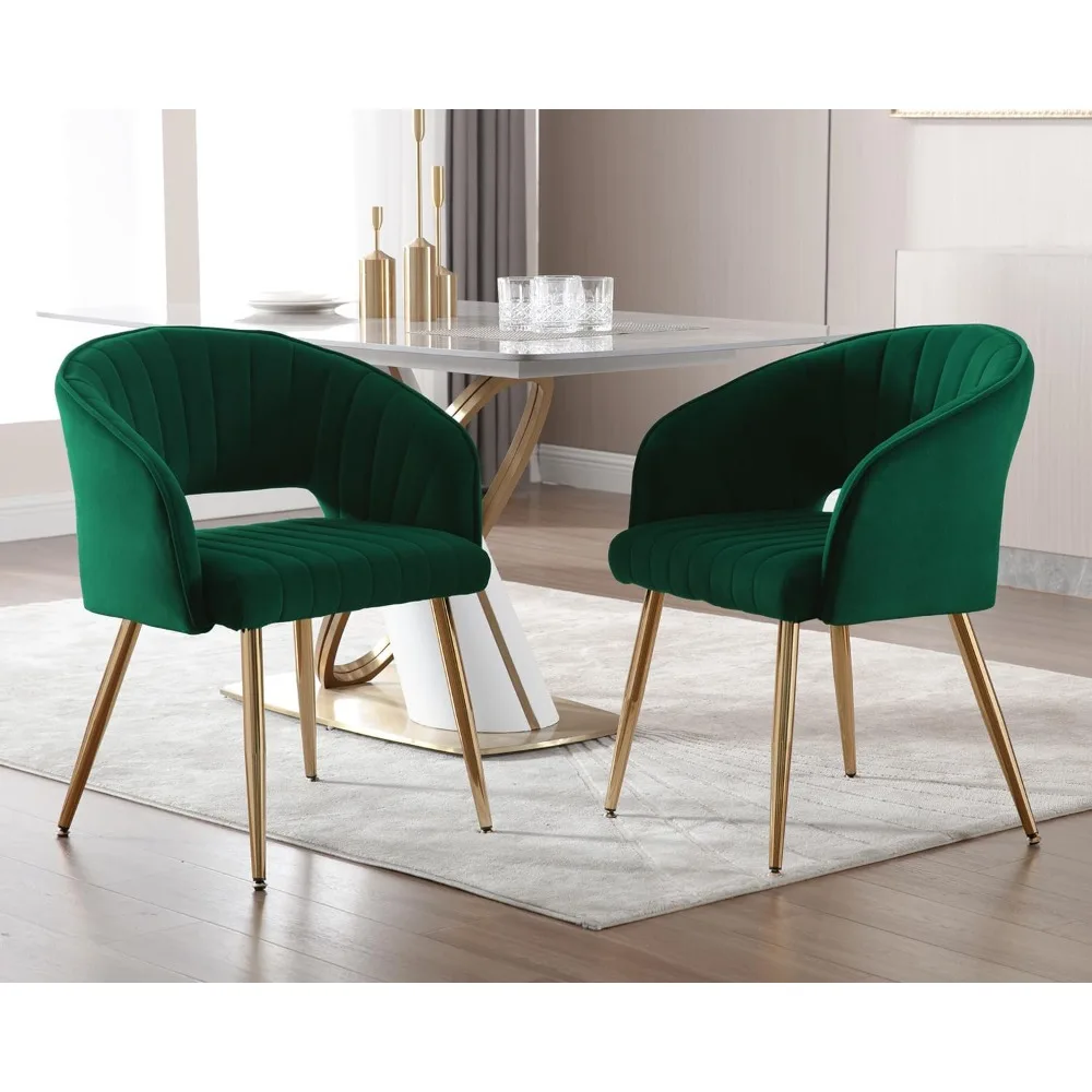 Modern Accent Dining Chairs Set of 6, Upholstered Velvet Dining Room Chairs with Hollow Back