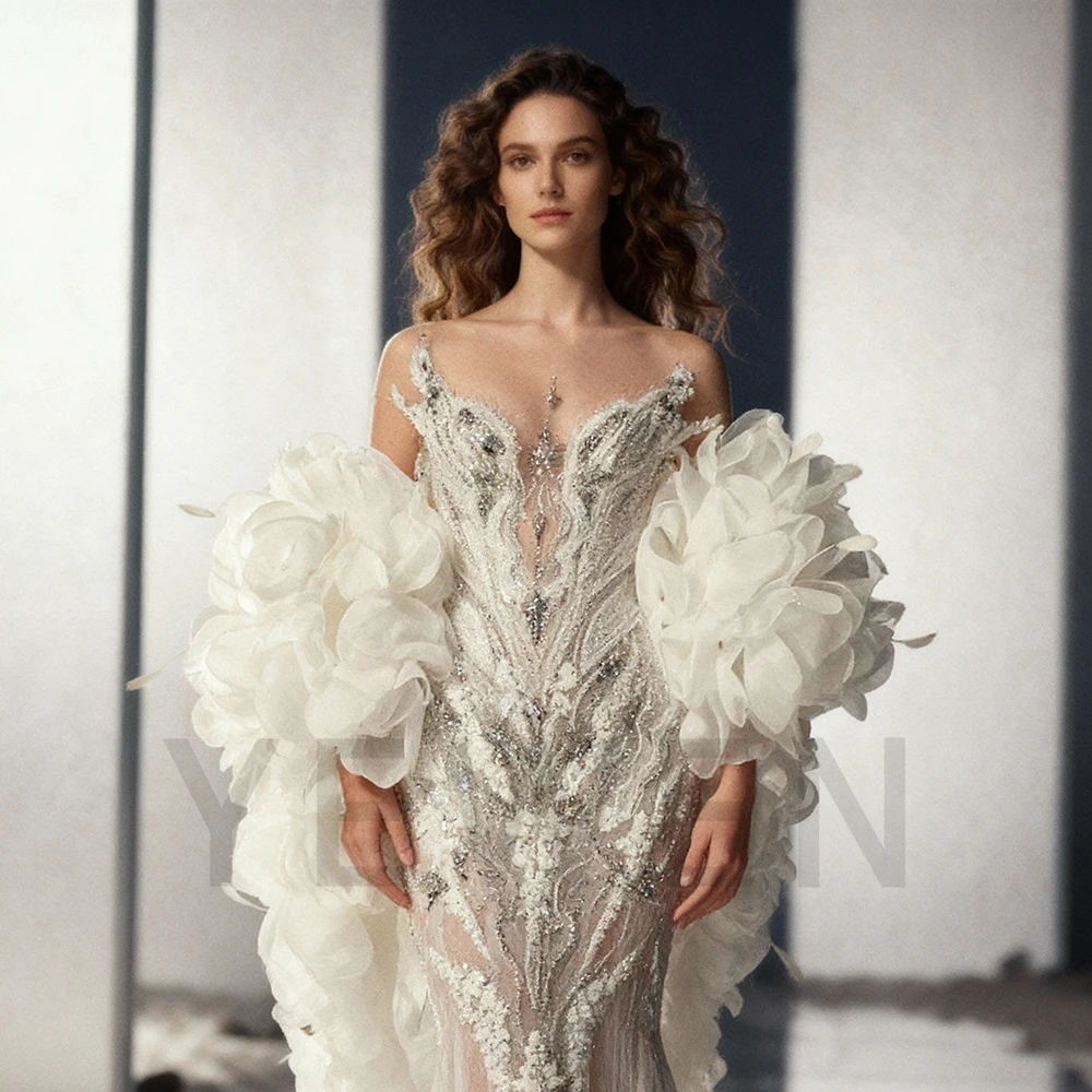 Luxe elegante bruiloft capes jurken voor speciale gelegenheden 3D bloem cape bruids sjaal damesjurk voor fotoshoot (alleen cape)