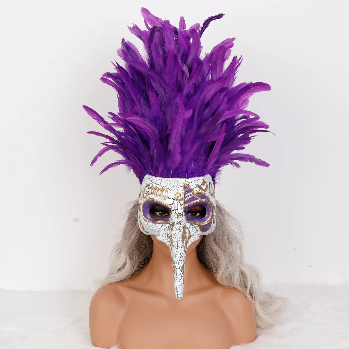 Karneval High-End Venezianische Maske Lange Nase Bemalte Feder Masken Party Leistung Maskerade Requisiten Ostern Zubehör