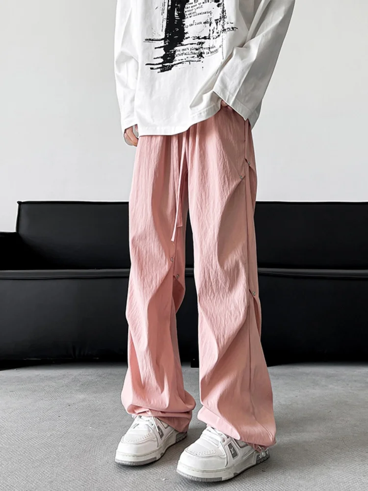 

Ice Silk Men's Casual Pants Summer Thin New Sle Faion Brand Drapey Cargo Loose Straight Leg Pants Breathable Qui Dry