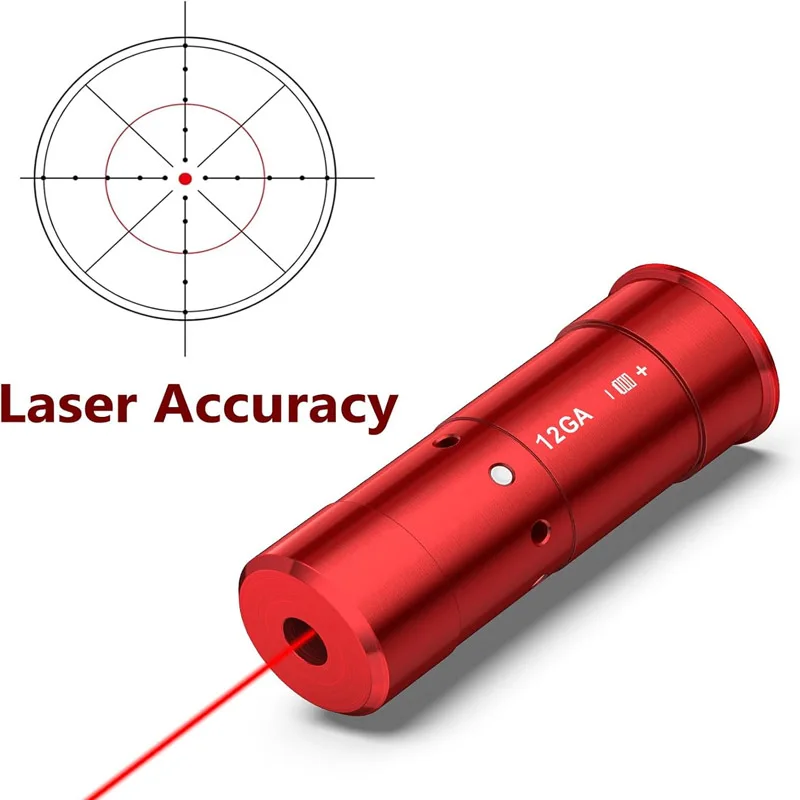 

Red Laser Bore Sight 12 Gauge Accurate Boresighter Zeroed Aluminum Construction with Batteries for Hunting