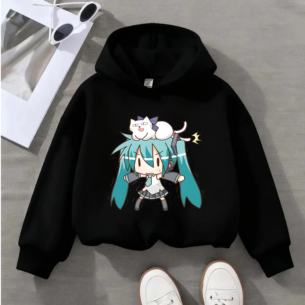 

Hatsune Miku Harajuku Print Pattern Hoodie Women's Long Sleeve Casual Sweatshirt with Cute Cartoon Design