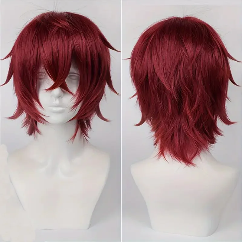 10 Inch Short Spiky Cosplay Synthetic Wig With Bangs For Both Men Women Daily Handcrafted Animation Game Halloween Costume Party