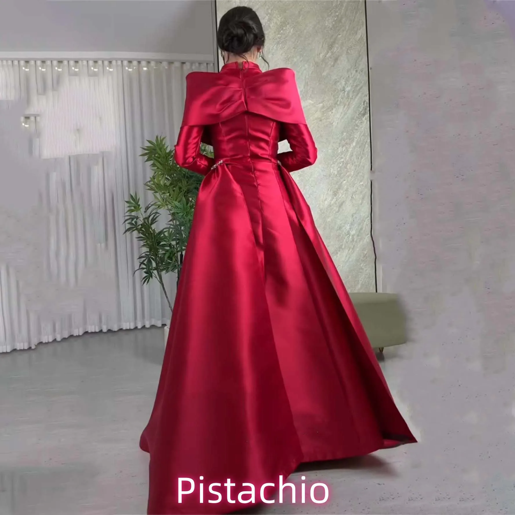 فستان حفلة موسيقية نسائي رائع مخصص ساحر بأكمام طويلة بطول الأرض فساتين سهرة بفيونكة مطرز بالخرز فستان حفلات فاخر 2025