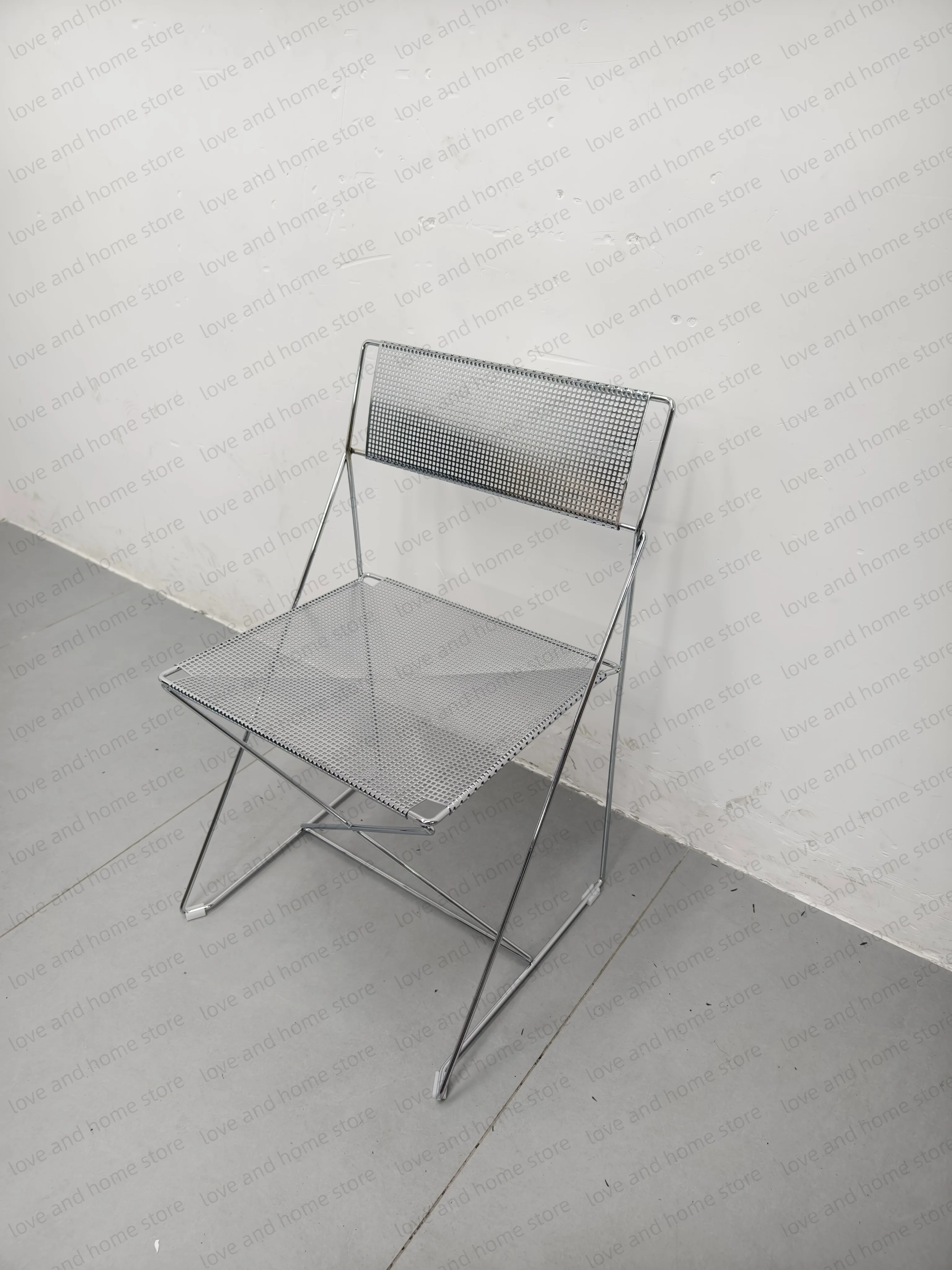 Nordic Stackable Dining Chair Chromed Stainless Steel Steelwire Wire Mesh Panel Minimalism Style Robust Construction Denmark view 6