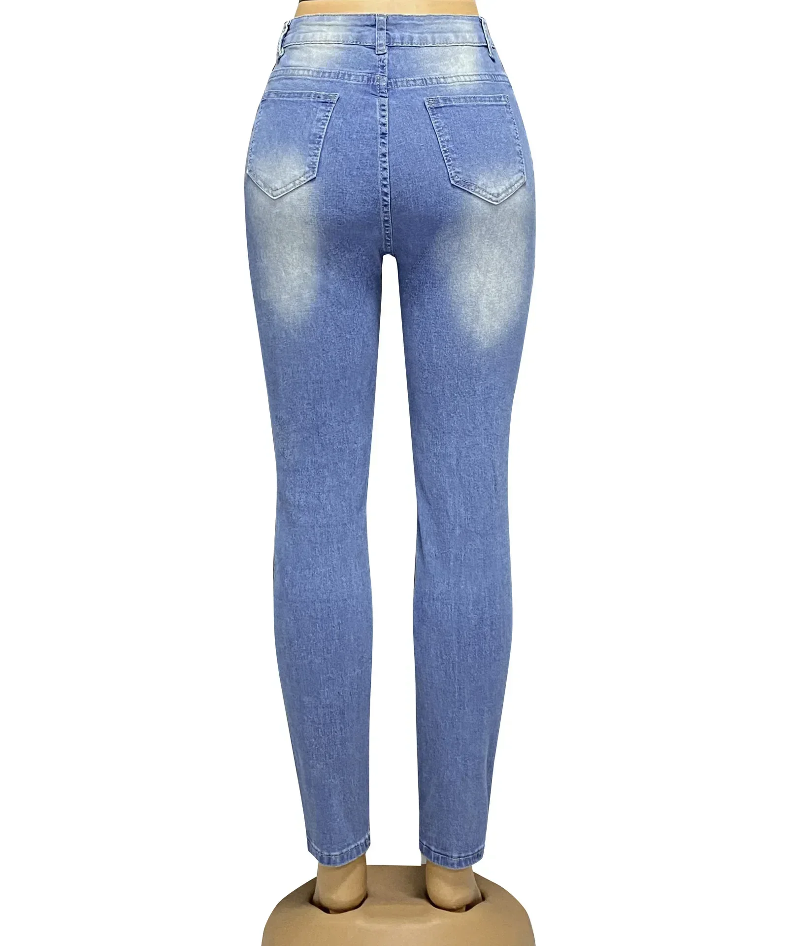 

Женские джинсовые брюки, джинсы до щиколотки, джинсы с подтяжкой ягодиц, прямые брюки, карманы, дырки, оболочка, однотонные, легкая эластичная, High Street