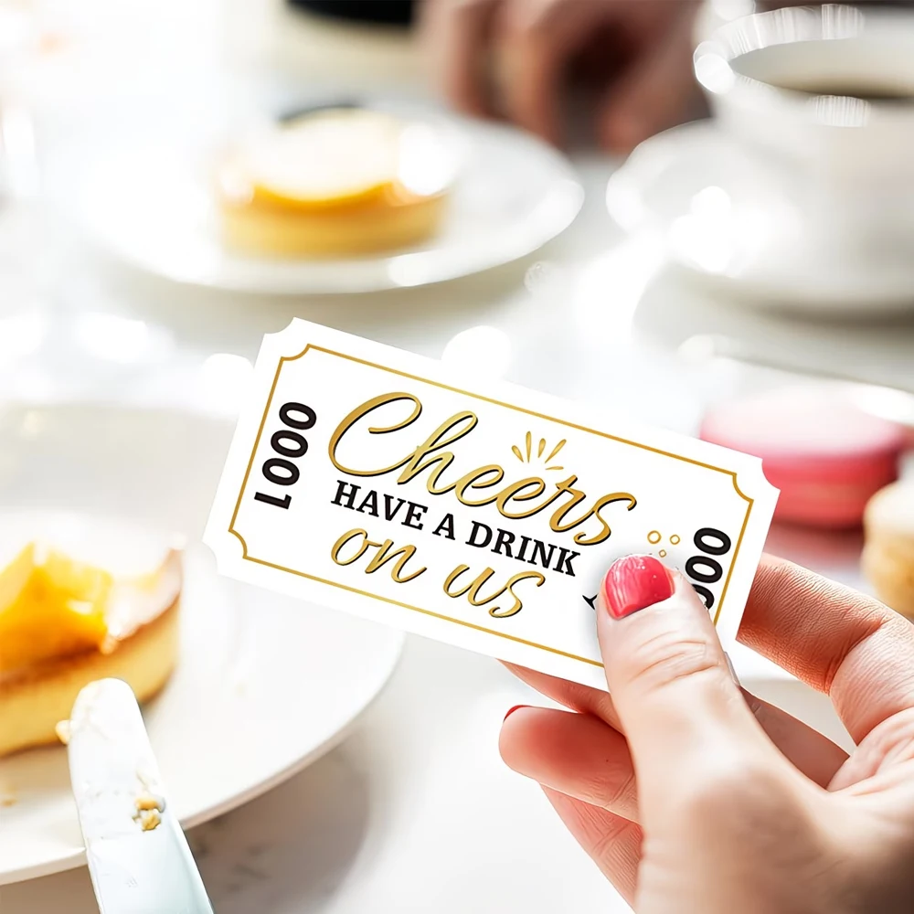 500 Stück Getränketickets Einzellose Verlosung Golden Cheers Gratis-Getränketicket für Veranstaltungen Hochzeiten Arbeitsfeiern Freizeitklassen Belohnungen – Detail 3