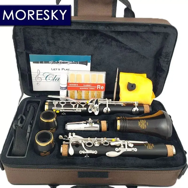 

MORESKY Clarinet Bb Wood Ebony Gold-plated 17 Keys Grenadilla Sib Klarnet M63