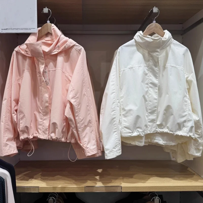 

SUMU женская куртка с воротником-стойкой, уличная повседневная ветрозащитная куртка с капюшоном и застежкой-молнией, прямая нога, весна 2025 г.