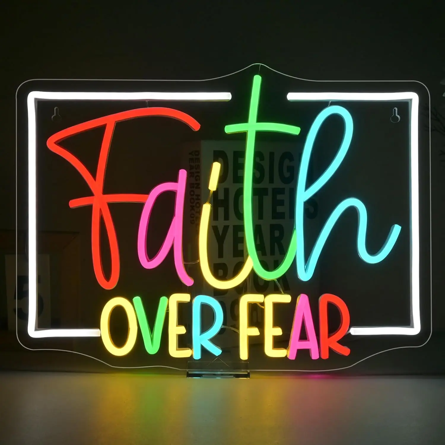 

Faith over Fear Neon Sign LED Sign Wall Decor for Home Office Church Adjustable Brightness USB Powered Lighting for Bedroom Livi