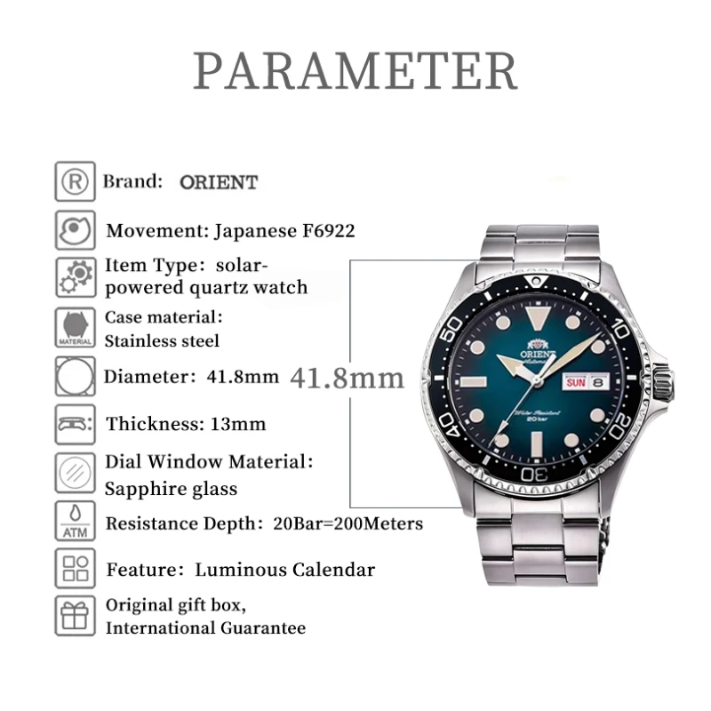 ORIENT Original Men watch 200m waterproof automatic mechanical watch Stainless steel sports watch