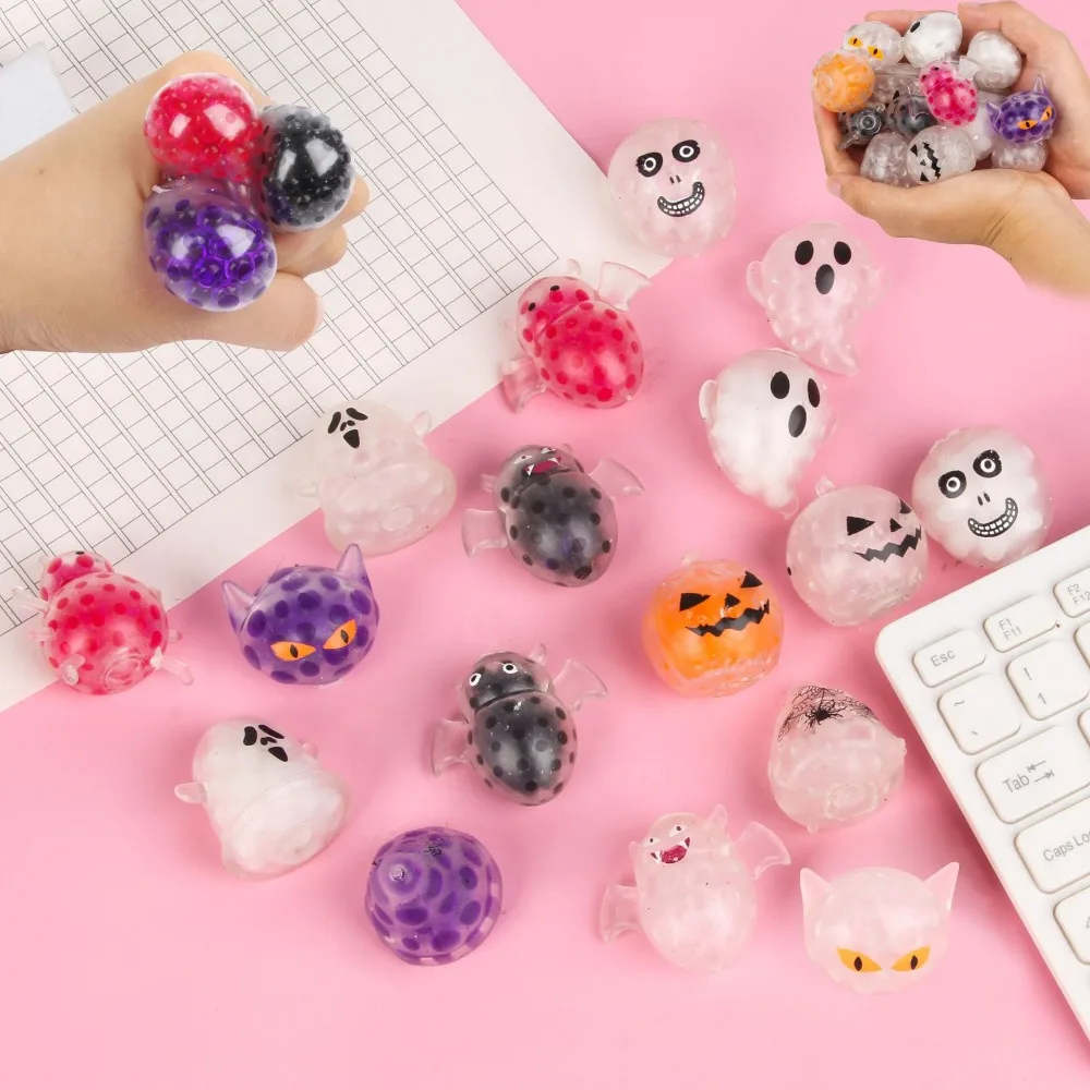 6/12 Pcs Fun Halloween Bead Ball Pinch Fun Children’s Birthday Party Gift Halloween Gift Decoration School Kindergarten Reward