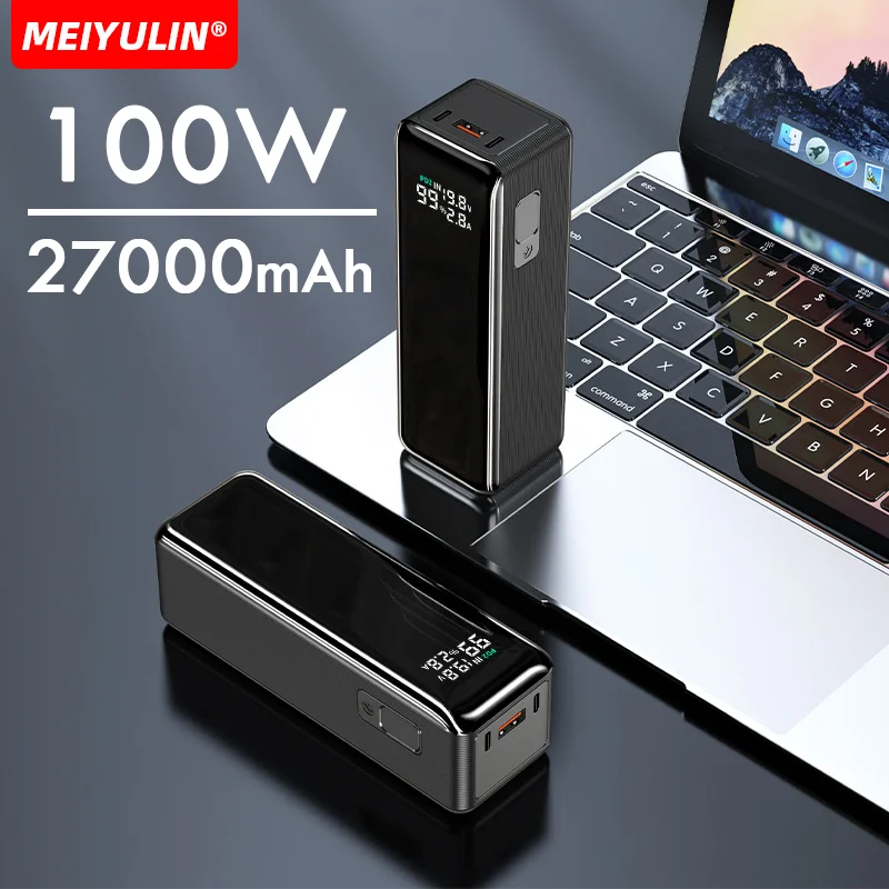 Large Capacity 100W Power Bank Portable 27000mAh Fast Charger External Spare Battery Powerful Powerbank For laptop iPhone Xiaomi