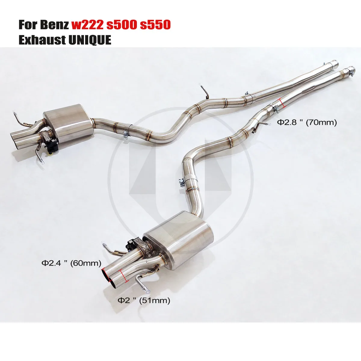 

UNIQUE for Benz w222 s500 s550 4.7T T304 stainless steel sports Valved Exhaust System