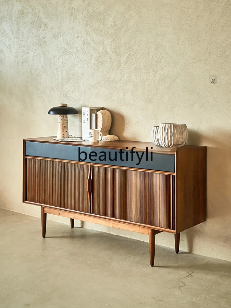 

Modern simple small apartment, retro walnut color entrance cabinet