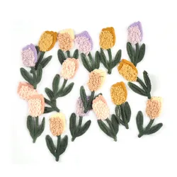 10 stks 5x2.9 cm Gemengde Kleur Patchwork Borduren Tulp Patches Kleding Decor Haarspeld Applique Naaien Accessoires DIY Ambachten C4048