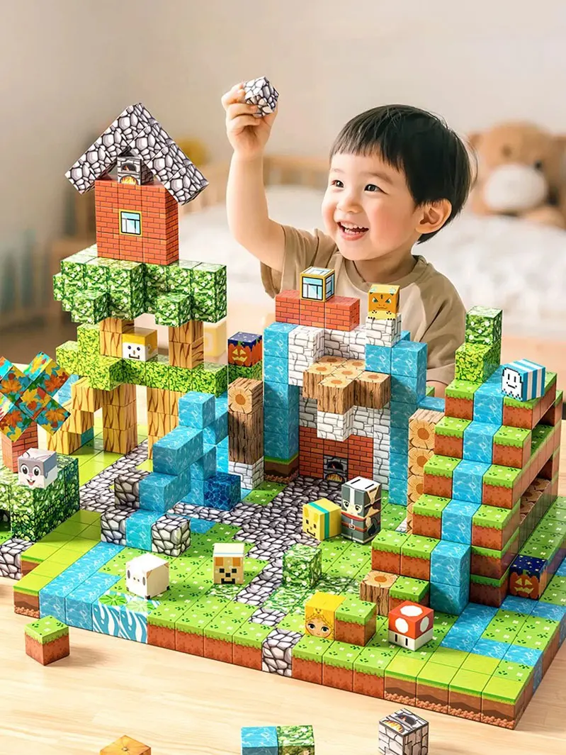 10-500PCS Magnetische Blokken Sets Bouwspeelgoed Bouwen Mijnmagneet Wereld Model STEM Montessori Zintuiglijke Voor Kinderen kerstcadeaus - afbeelding 2