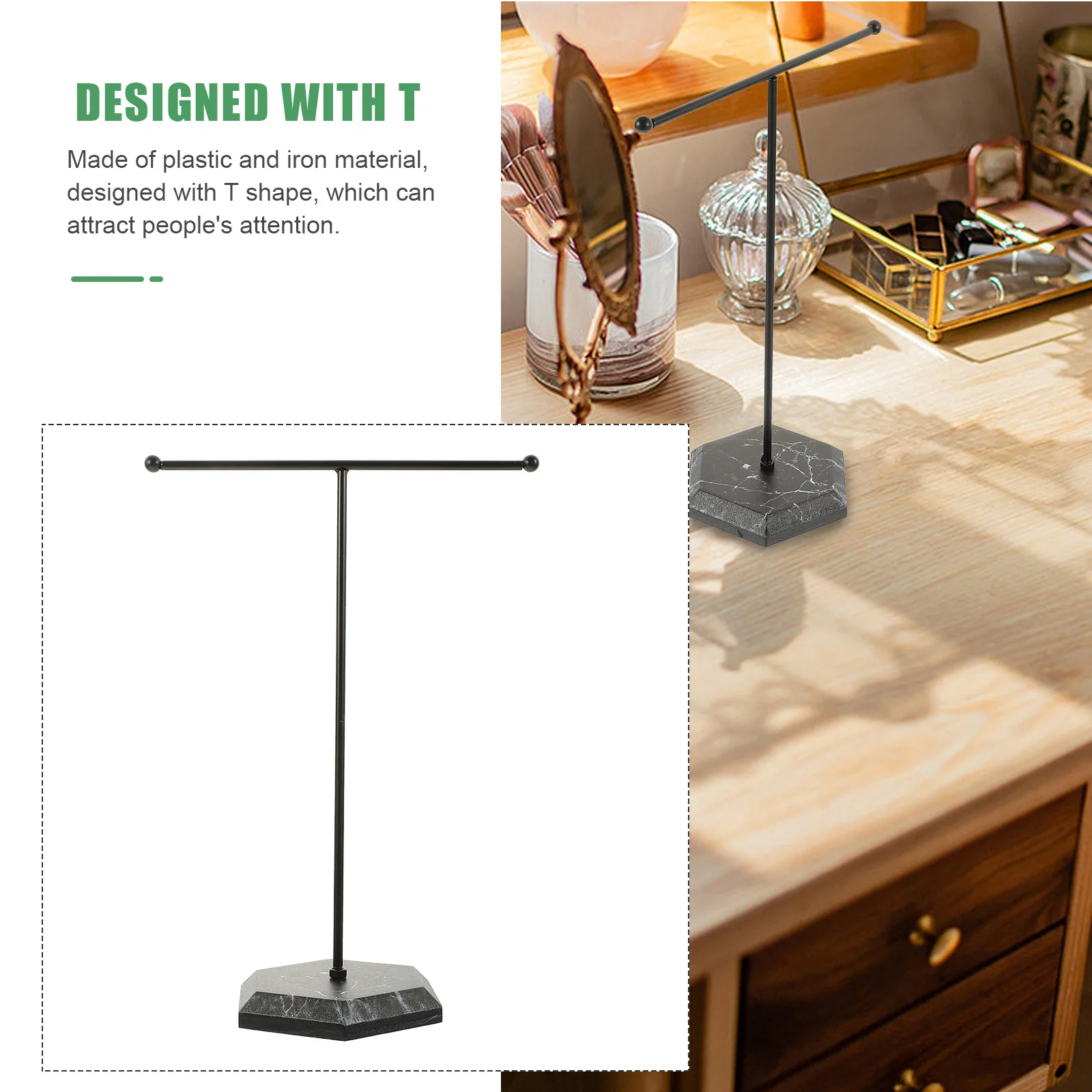 

Jewelry Stand Display Iron Plastic T Shape Necklace Holder Organizer Desktop Jewelry Rack Earring Bracelet Holder Perfect Gift