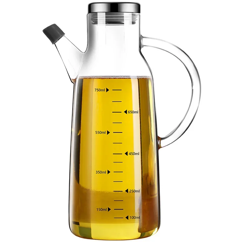 Ultra Thick High-borosilicate Glass Oil Kettle Kitchen Soy Sauce Vinegar Condiment Container 550ml 750ml Fall Resistant Oiler