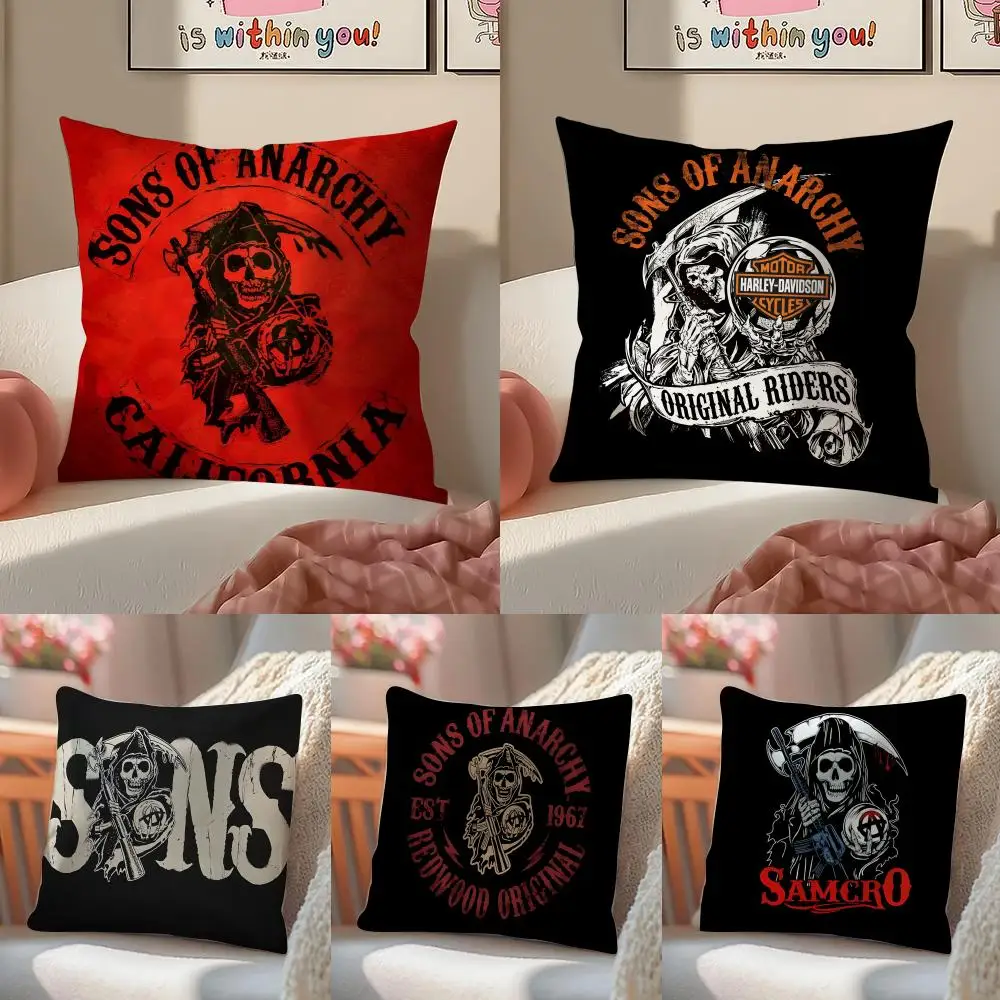Biker Drama S-Sons of Anarchy Cushion Cover Pillowcase Short Plush Invisible zipper Room Sofa Cushion Cover