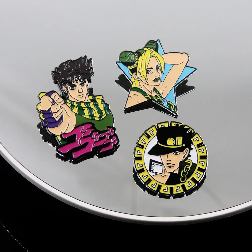 7pcs/set Anime JOJOS Bizarre Adventure Brooch Cartoon Character Kujo Jotaro Metal Badge Backpack Clothing Accessories Fan Gifts image 6