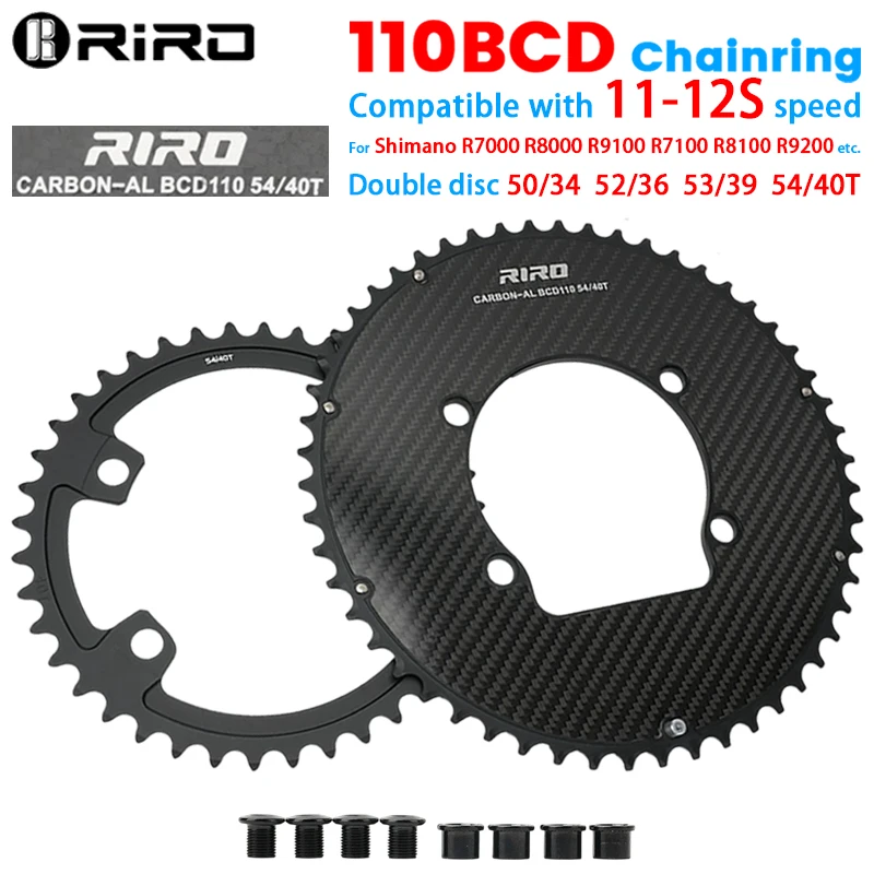 Riro 110 Bcd Bike Chainring 11/12S Road Bike Chainwheel 50/34 52/36 53/39 54/40T for Shimano R7000 R8000 R9100 R7100 R8100 R9200