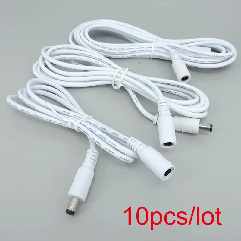 1/1.5/3/5m white DC male to female jack Power supply connector plug Cable 22awg 3A Extension cctv Cord Adapter 12V 5.5x2.1mm J17