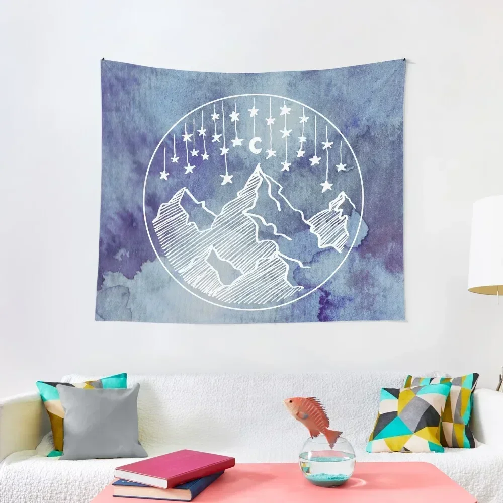 

Watercolor Mountains and Stars Tapestry Home And Comfort Decor Funny Tapestry
