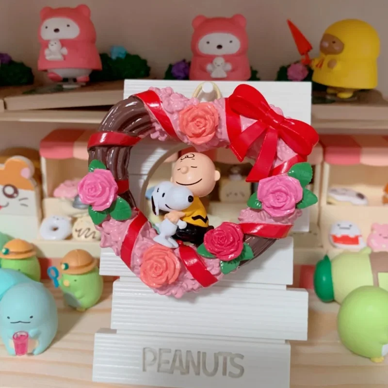 Caja ciega de la serie Re-Ment Snoopy Wreath, colección de adornos de escritorio, artículo de moda, regalos de cumpleaños de alta calidad, genuino, en Stock