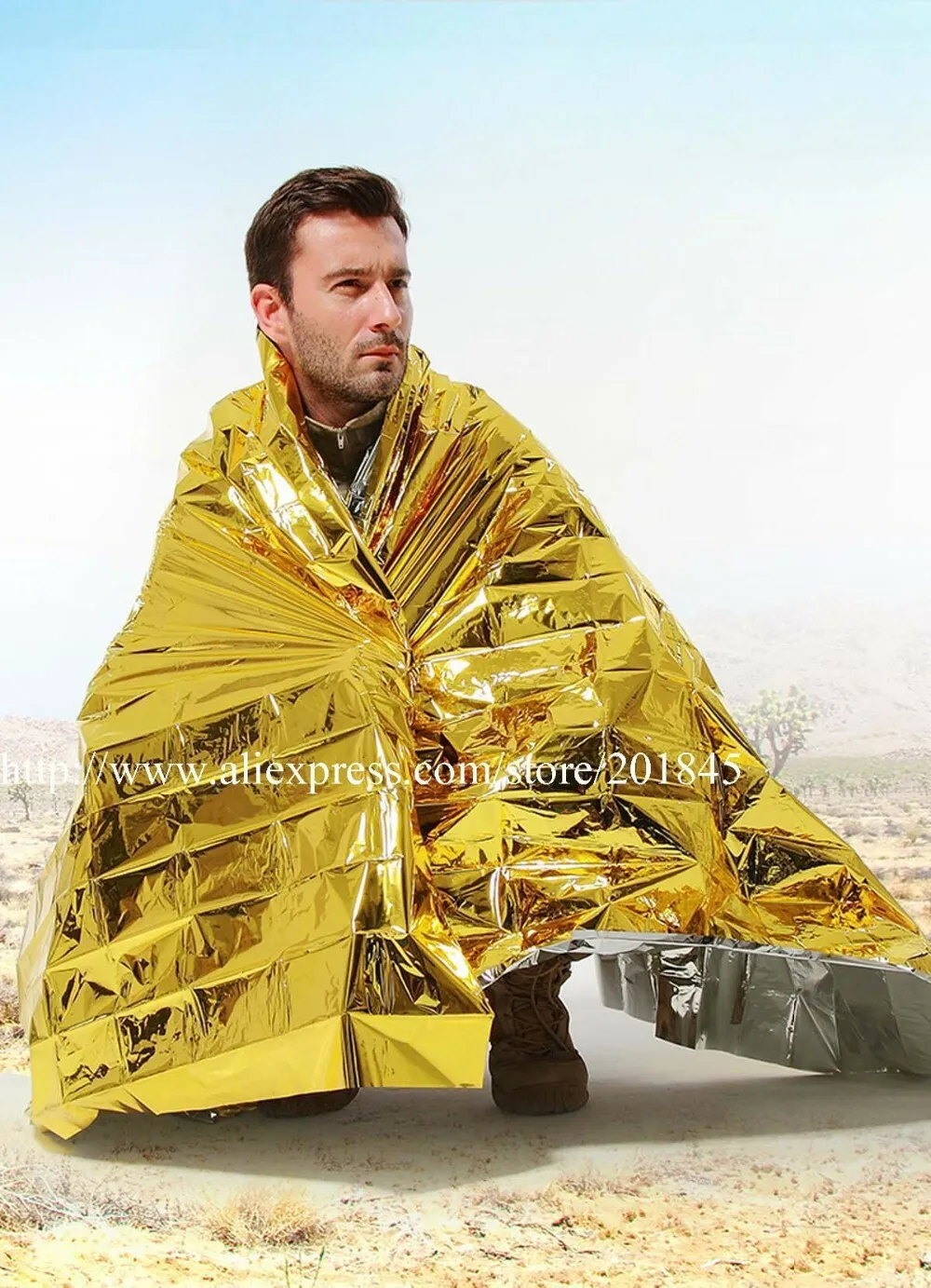 

10pcs 160x210CM First Aid Blanket Large Emergency Blanket Polyester Plastic Film