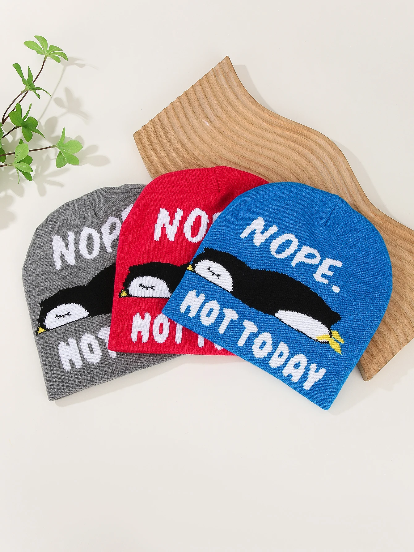 

1 all-in-one trend personality fashion simple letters cute animal knitted hat suitable for going out and everyday wear hats