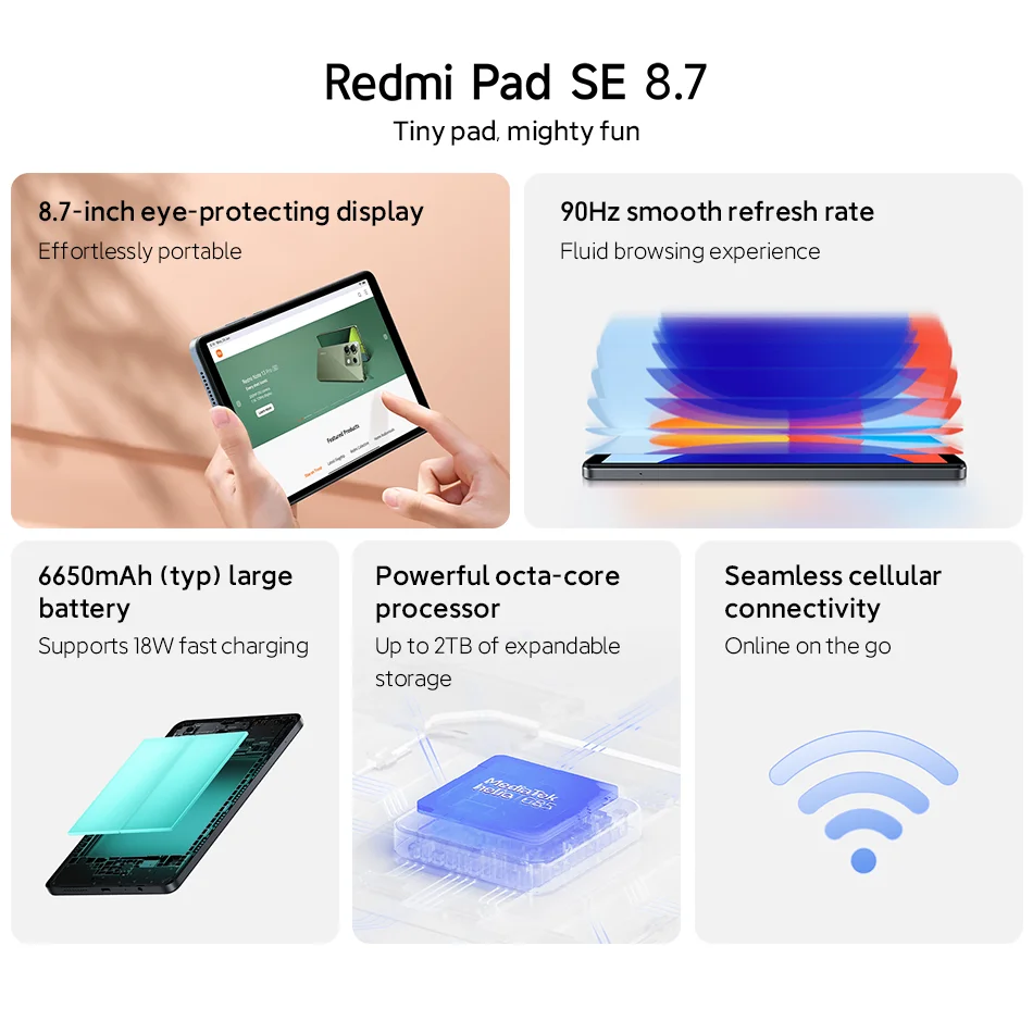 샤오미 Redmi Pad SE 8.7 글로벌 버전 태블릿 MTk Helio G85 64GB 128GB 와이파이 5 듀얼밴드 8.7\
