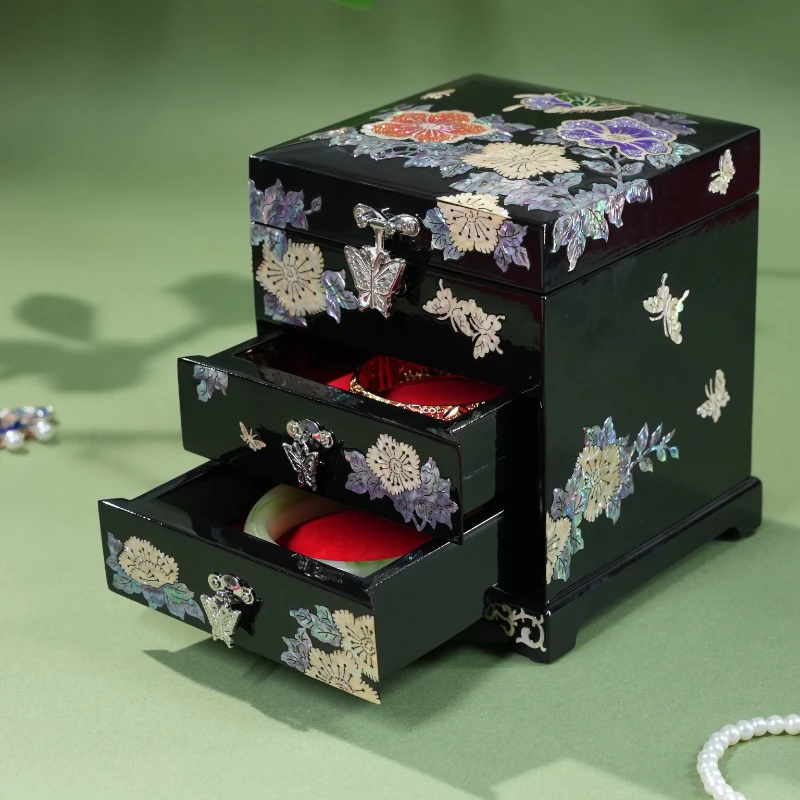 Luxury Jewellery Box Wooden Wedding Elegant Jewelry Storage Box Drawer Ring Necklace Display Organizer Wedding Holiday Gift