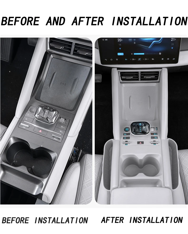 Car interior decoration accessories, central control gear shift, wireless charging protective p for BYD YUAN UP PRO EV 2024 2025