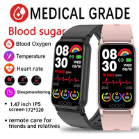 New Blood Sugar Body Temperature Smart Band Uric Acid Blood Lipid Pressure Monitoring Smart Bracelet Waterproof Smart Watch Men