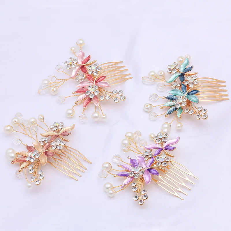 

Краска для выпечки из сплава, цветочные зачистки для волос для женщин, свадебные фиолетовые аксессуары для волос, диадемы для невесты, головные уборы, ювелирные изделия для свадебной вечеринки