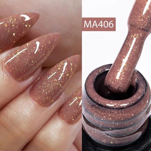 Gel Base de goma de 7ml, brillo rosa desnudo, esmalte de uñas de Gel autonivelante 2 en 1, barniz semipermanente para decoración de uñas en Gel UV LED