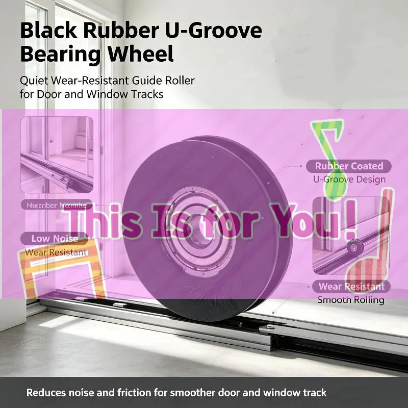 【HMA】1Pcs U Groove Bearing Pulley Rubber Coated Guide Roller 5*30*6mm Wear Resistant For Door Window Mechanical Equipment