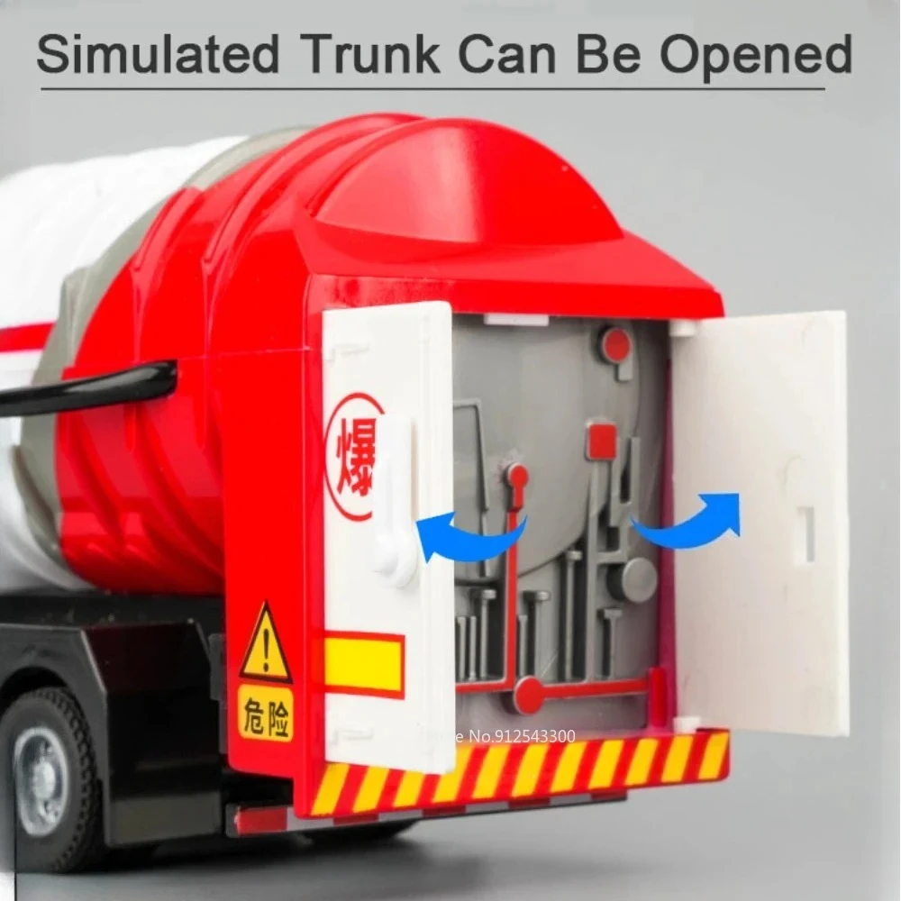 1:50 Bilancia Gas Cisterna Sprinkler Giocattolo Modello di Auto Porte Aperta Musica Luce Tirare Indietro Modelli di Auto in Miniatura Collezione Regali per I Bambini