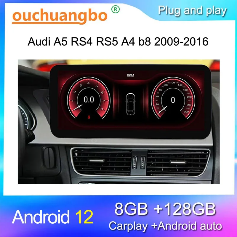 Ouchuangbo car radio for 12.3 inch audi A4 b8 A5 RS4 RS5 S5 S4 Convertible stereo multimedia player gps navigation sportback