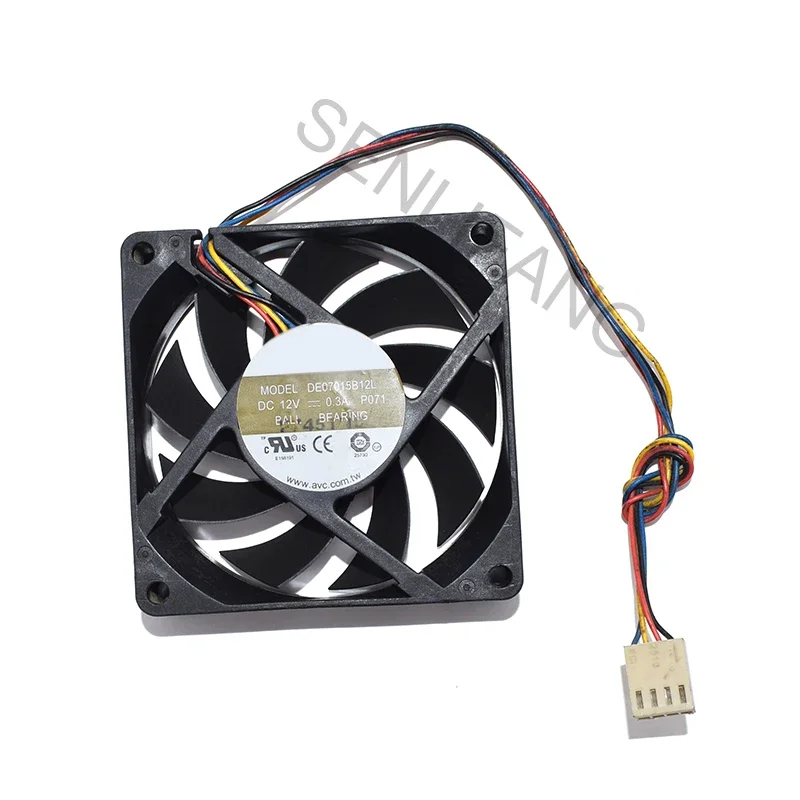 

Brand New For AVC Fan DE07015B12L 70*70*15MM 12V 0.3A 4Lines Square Cooler 7CM